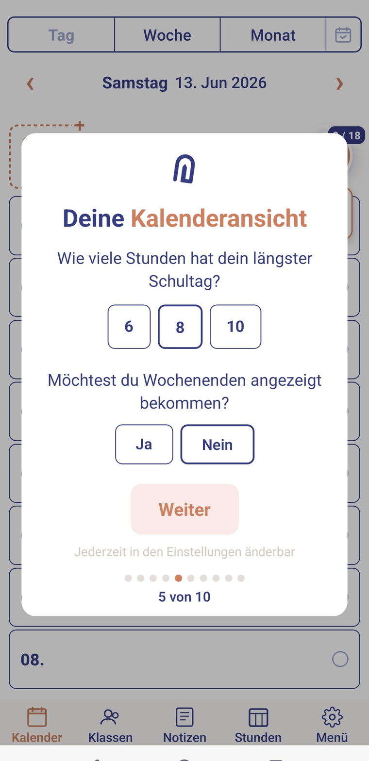 Einstieg in der App